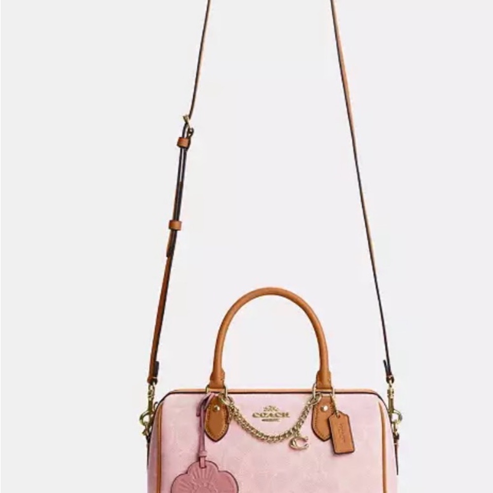 New 2026 Coach Powder Pink Medium/Regular Rowan Bag w/Charms CEA18 - Picture 2 of 5